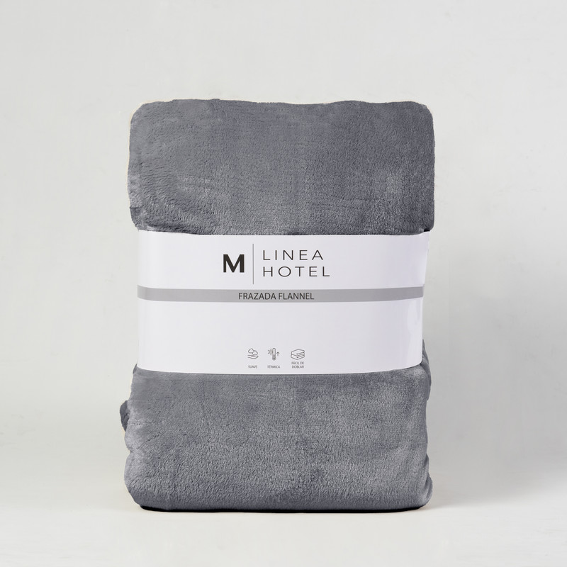 FRAZADA FLANNEL LINEA HOTEL 1 PLAZA GRIS - 3
