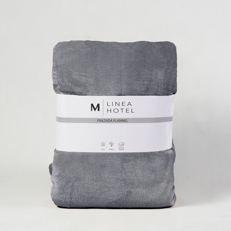 FRAZADA FLANNEL LINEA HOTEL 1.5 PLAZAS GRIS - 3