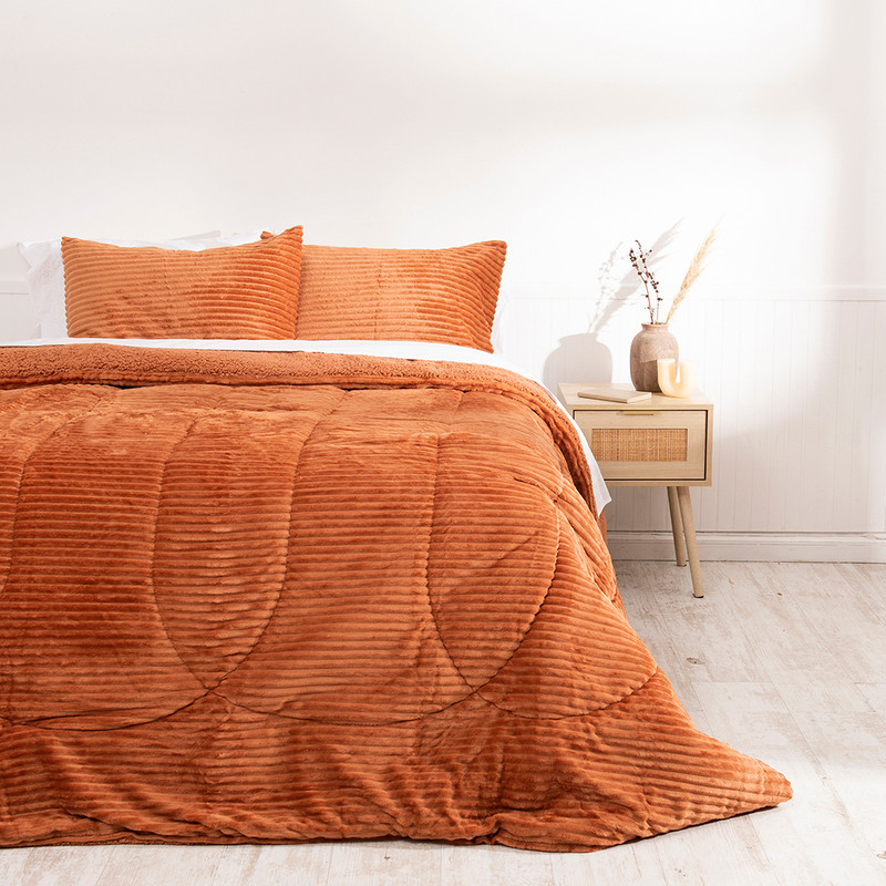 PLUMON CORDUROY CORAL SHERPA SUPER KING CAFÉ - 1