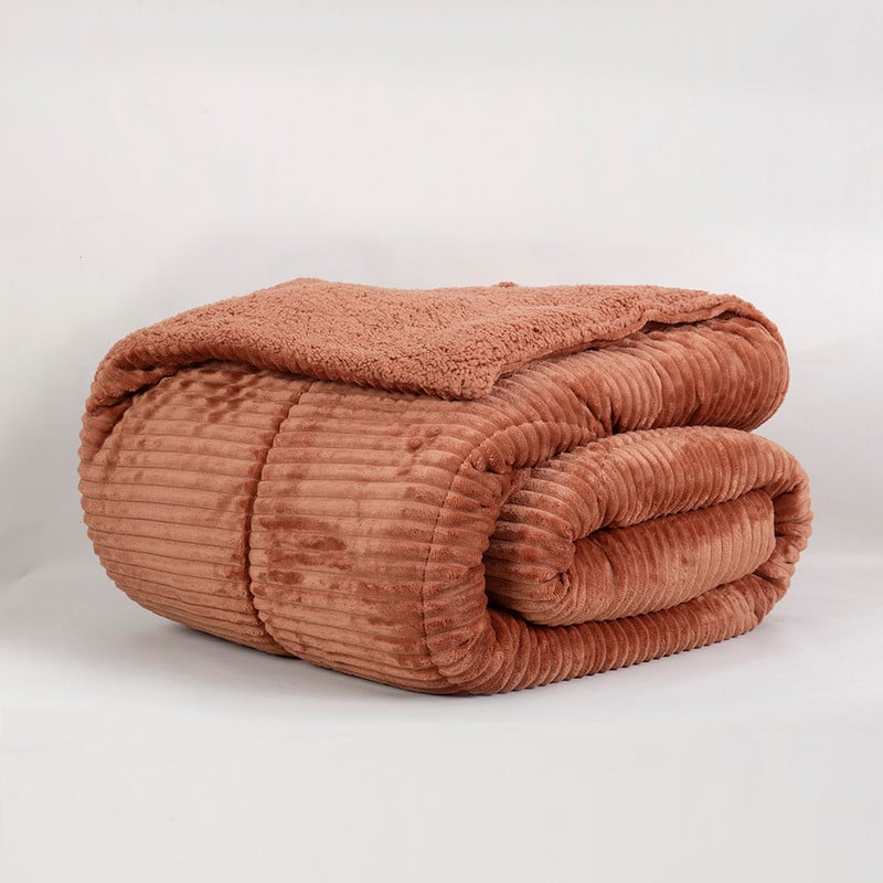 PLUMON CORDUROY CORAL SHERPA SUPER KING CAFÉ - 3