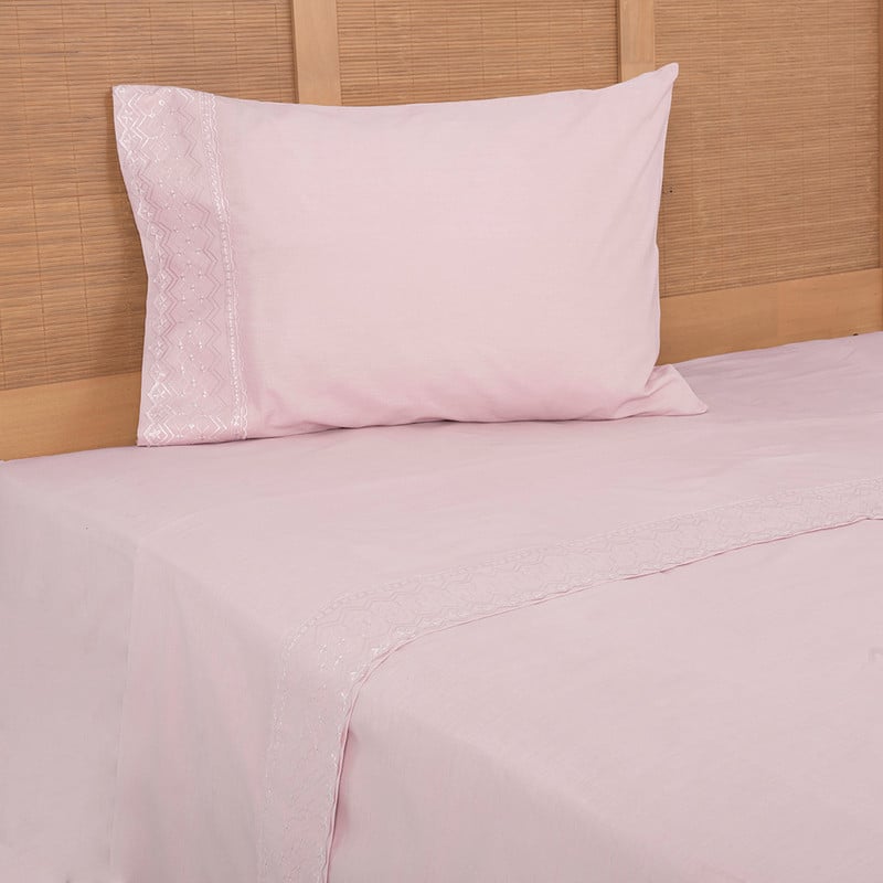 SABANA BRODERIE GEO 1.5 PLAZAS MALVA - 1