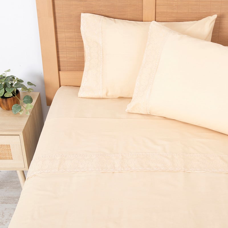 SABANA BRODERIE GEO 2 PLAZAS NUDE - 1