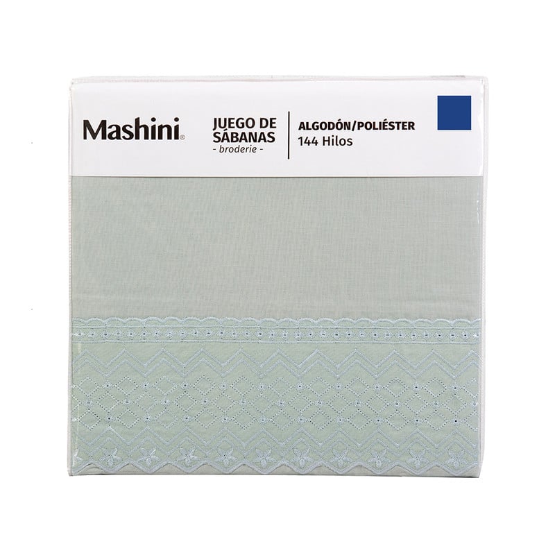SABANA BRODERIE GEO 1.5 PLAZAS VERDE - 3