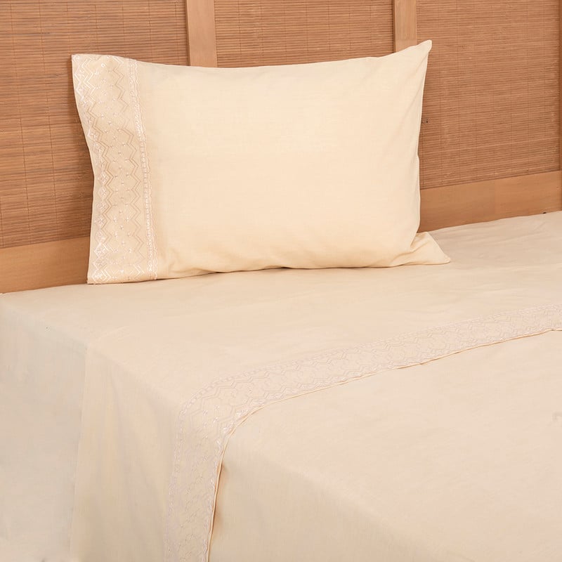 SABANA BRODERIE GEO 1.5 PLAZAS NUDE - 1