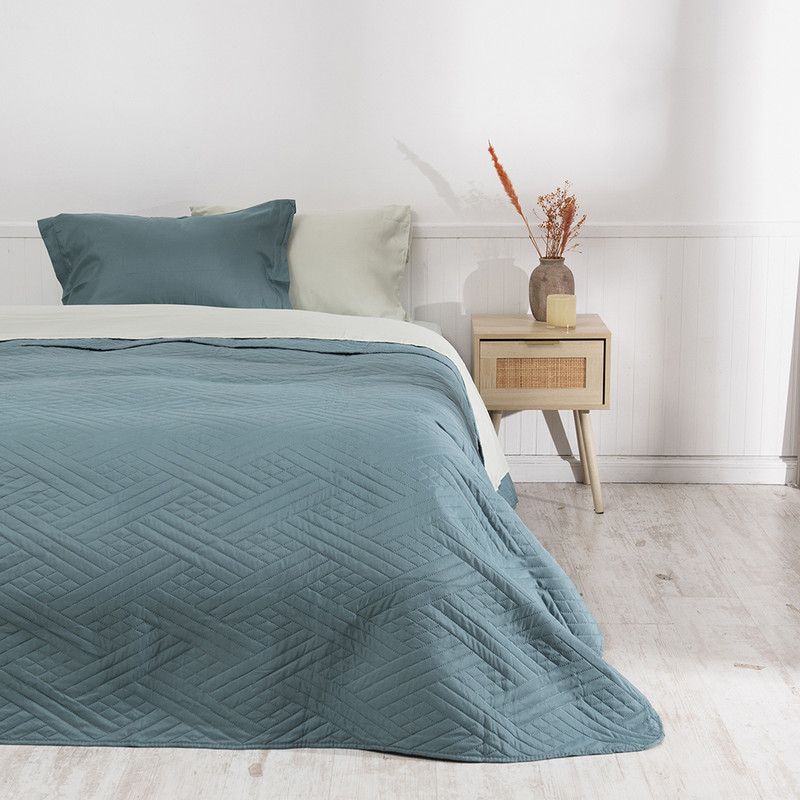 SET QUILT LISO+ SABANA LISO 1.5 PLAZAS VERDE - 1