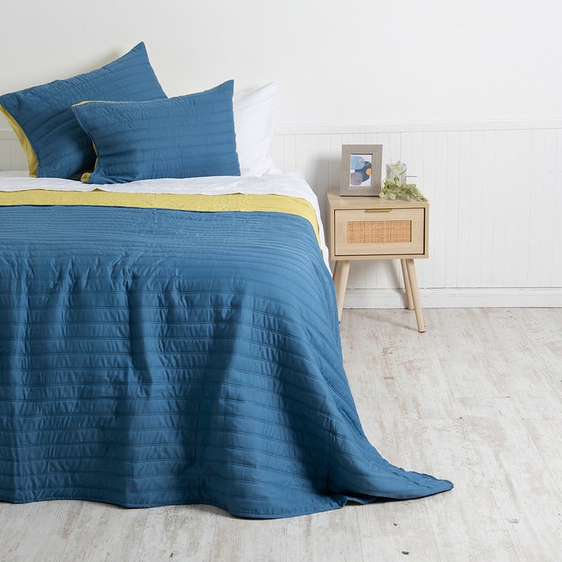 QUILT TOLEDO 2 PLAZAS AZUL-AMARILLO - 1