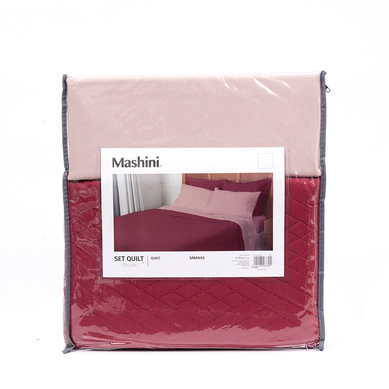 SET QUILT LISO + SABANA LISO KING ROJO - 5
