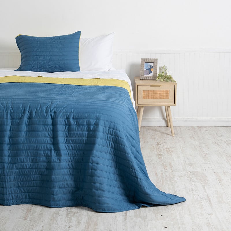 QUILT TOLEDO 1.5 PLAZAS AZUL-AMARILLO - 1