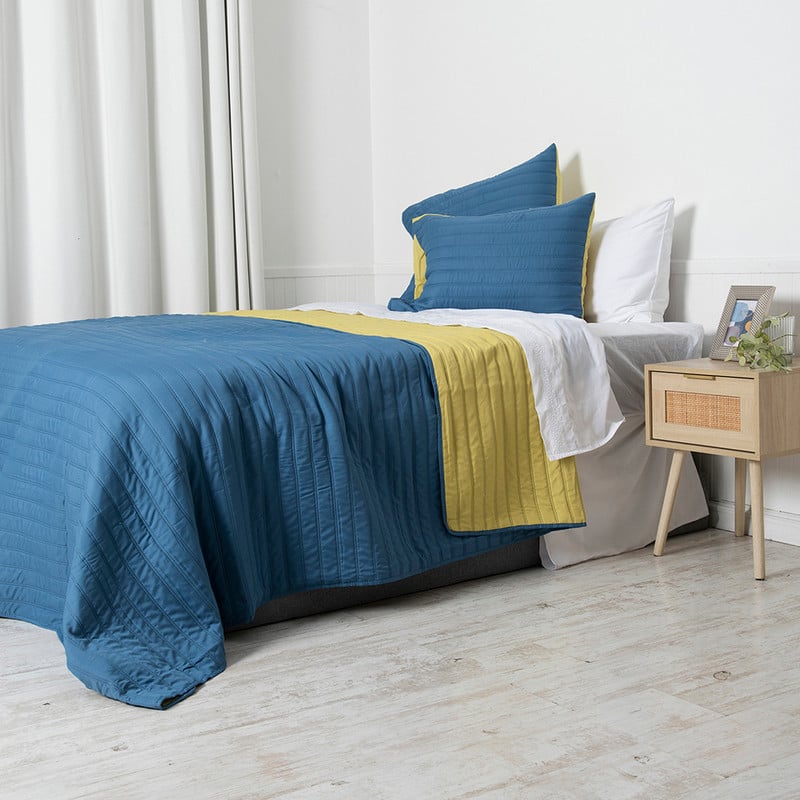 QUILT TOLEDO 1.5 PLAZAS AZUL-AMARILLO - 2