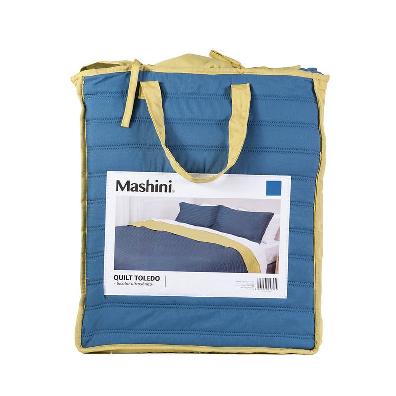 QUILT TOLEDO 1.5 PLAZAS AZUL-AMARILLO - 4