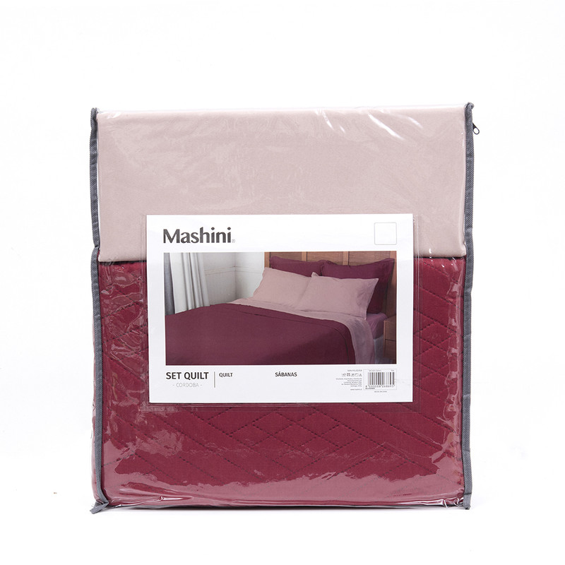 SET QUILT LISO + SABANA LISO 1.5 PLAZAS ROJO - 5