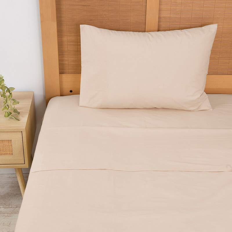 SABANA 180 HILOS LISOS 1.5 PLAZAS BEIGE - 1