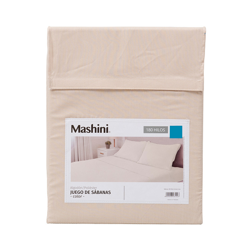 SABANA 180 HILOS LISOS 1.5 PLAZAS BEIGE - 5