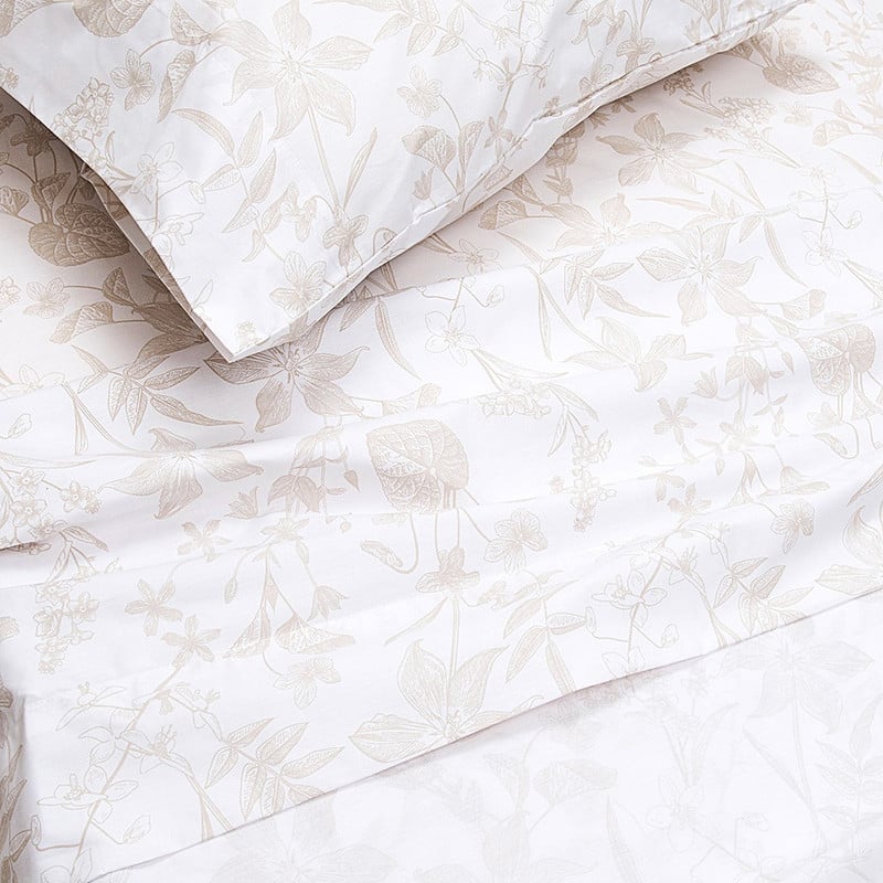 SABANA ESTAMPADA 200H SILVESTRE 2 PLAZAS BEIGE - 2