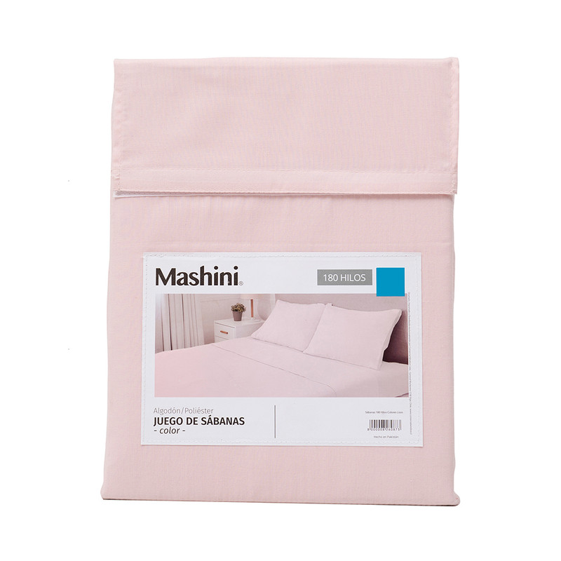 SABANA 180 HILOS LISOS 2 PLAZAS ROSADO - 5