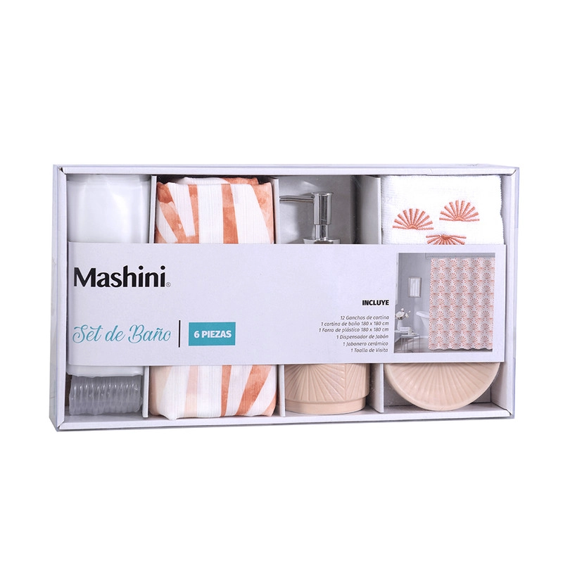 SET CORTINA BAÑO 6 PZAS CAJA RAPEL - 3