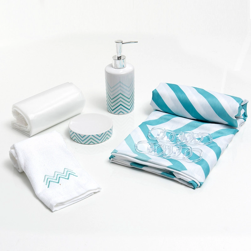 SET CORTINA BAÑO 6 PZAS CAJA HUASCO - 1