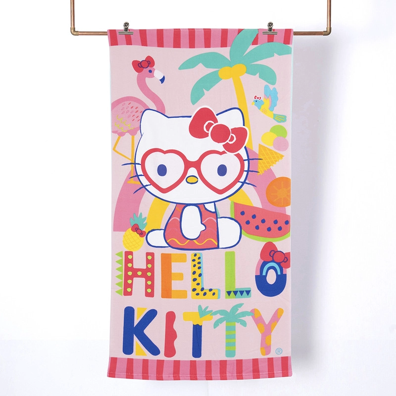 TOALLA PLAYA C/BOLSO 70X140 + 33X20 HELLO KITTY LENTES - 1