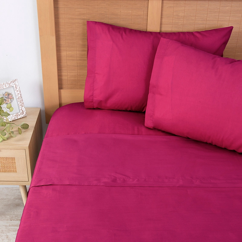 SABANA 144 HILOS LISOS SUPER KING FUCSIA - 1