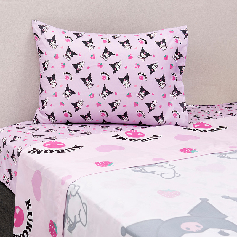 SABANA 1.5 PLAZAS SANRIO KUROMI FRUTILLAS - 1