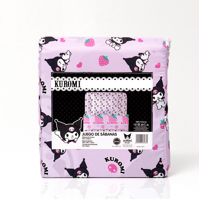 SABANA 1.5 PLAZAS SANRIO KUROMI FRUTILLAS - 3