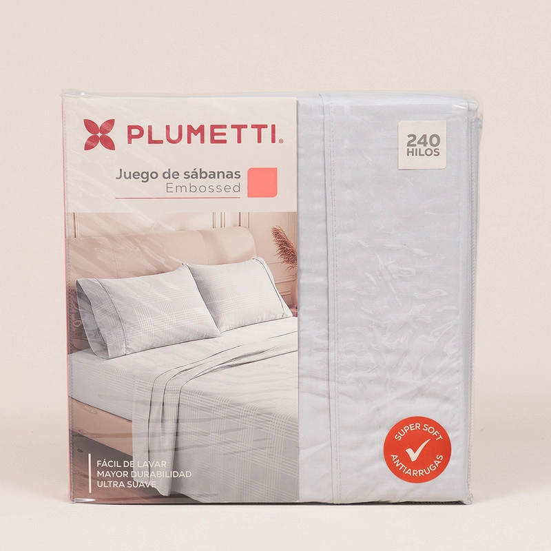 SABANA PLUMETTI EMBOSSED 1.5 PLAZAS GRIS - 3