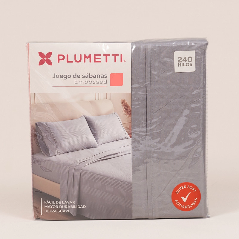 SABANA PLUMETTI EMBOSSED 1.5 PLAZAS GRIS OSCURO - 4