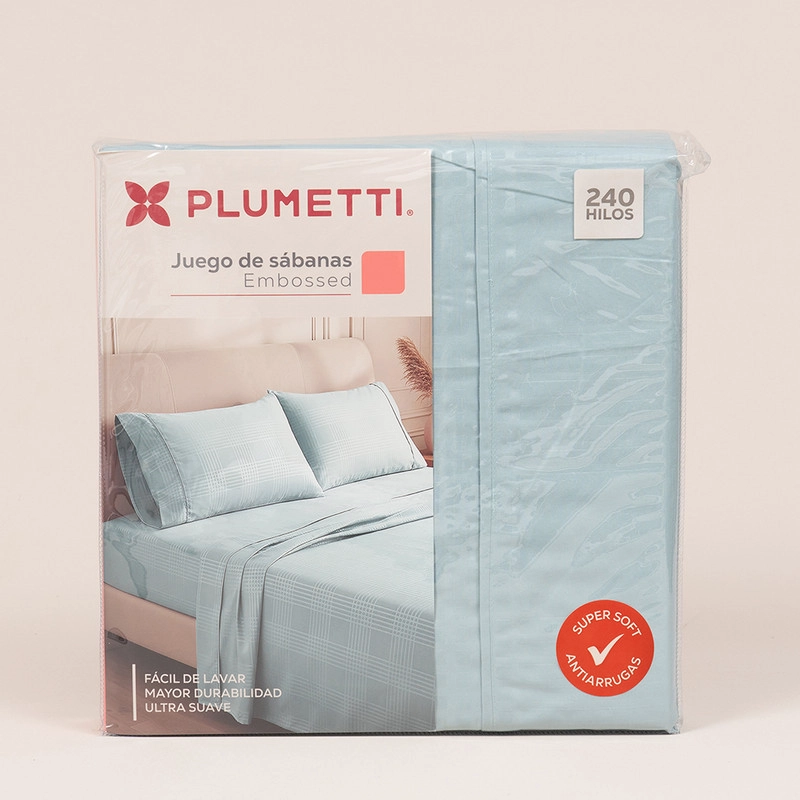 SABANA PLUMETTI EMBOSSED 1.5 PLAZAS AZUL - 3