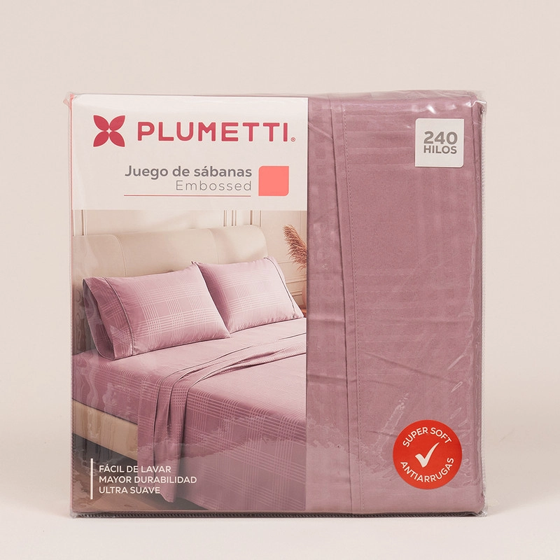 SABANA PLUMETTI EMBOSSED 1.5 PLAZAS ROSADO - 3