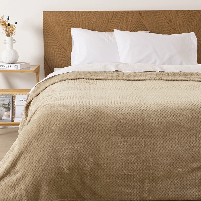 FRAZADA POPCORN 2 P BEIGE - 1