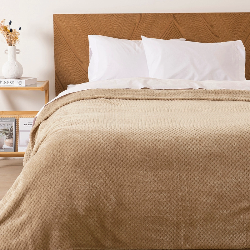 FRAZADA POPCORN KING BEIGE - 1