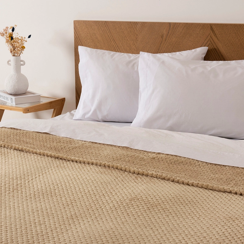 FRAZADA POPCORN KING BEIGE - 3