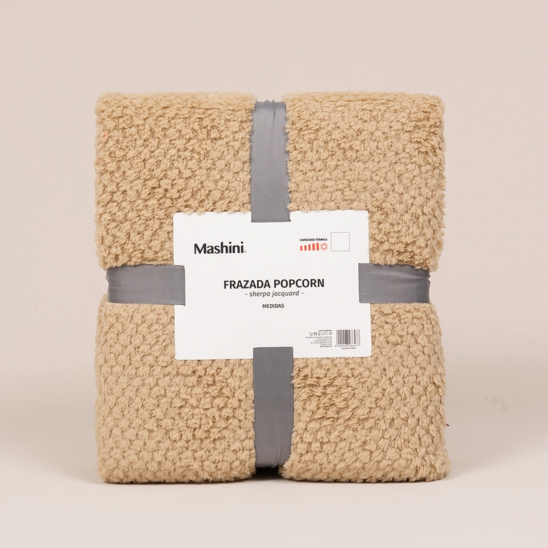FRAZADA POPCORN KING BEIGE - 4
