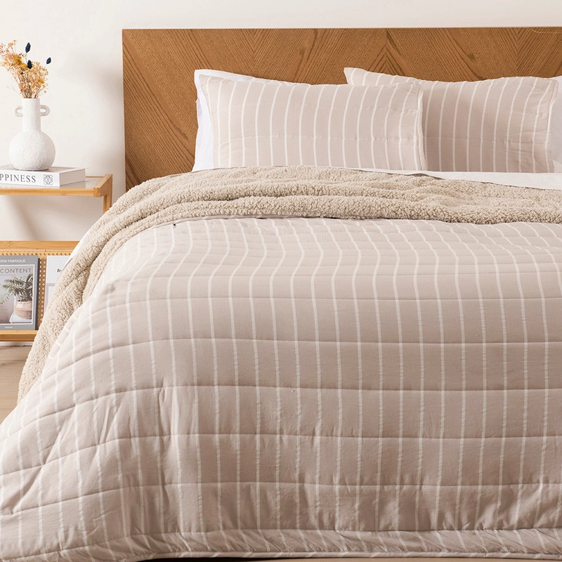 QUILT PALMA CATIONIC SHERPA S. KING BEIGE - 1