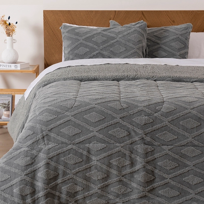 PLUMON JQD SHERPA SUPER KING ROMBO GRIS - 1