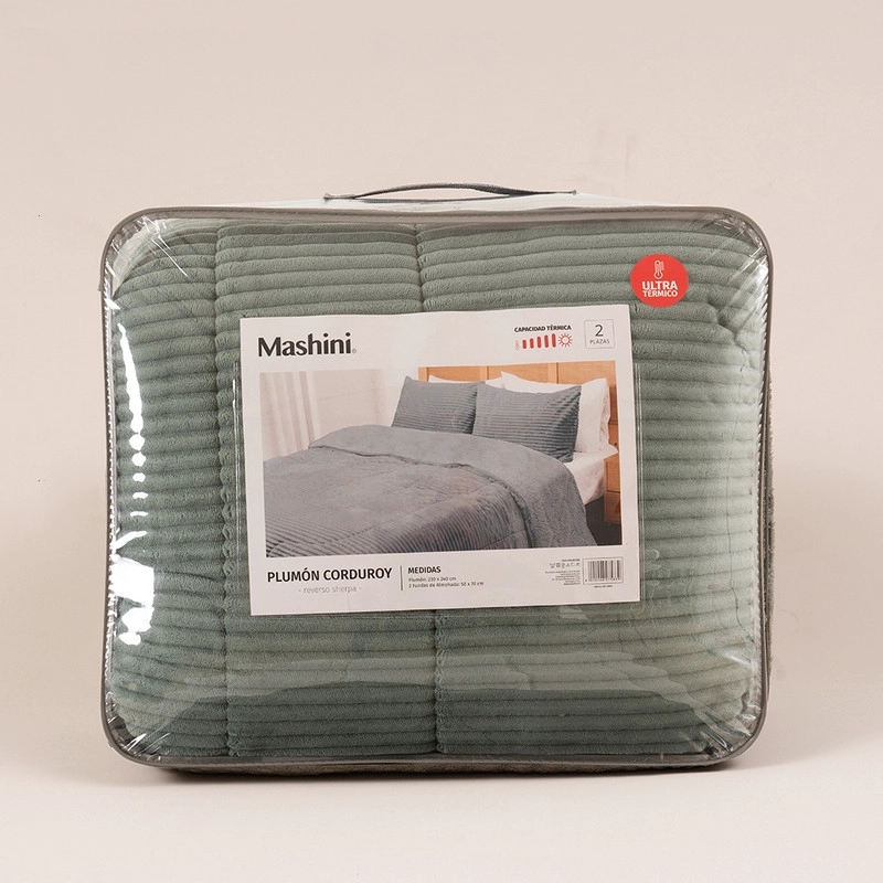 PLUMON CORDUROY CORAL SHERPA SUPER KING VERDE - 4