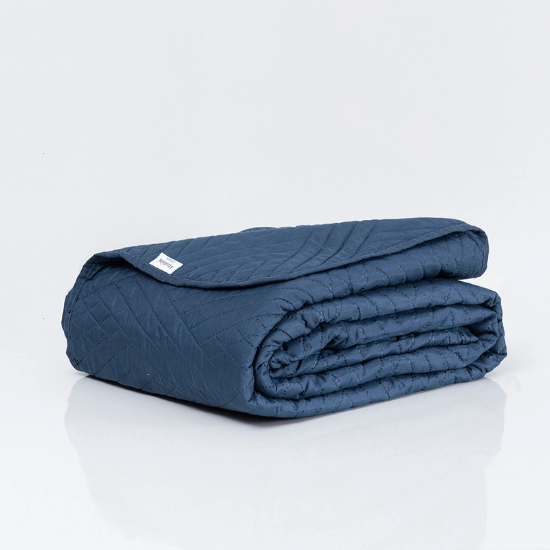SET QUILT LISO + SABANA LISO 2 PLAZAS AZUL - 4