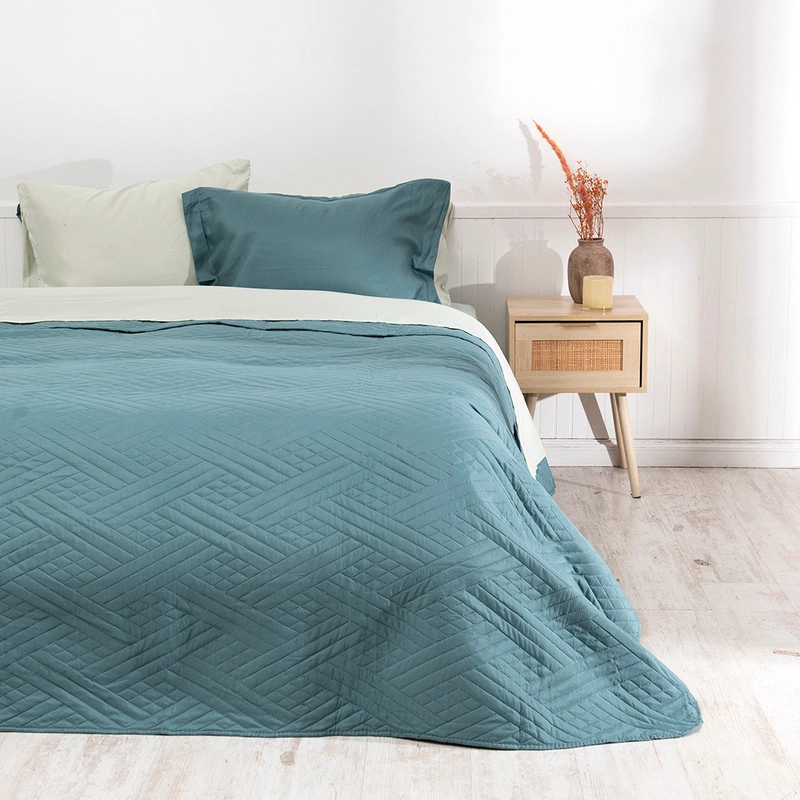 SET QUILT LISO + SABANA LISO 2 PLAZAS VERDE - 1