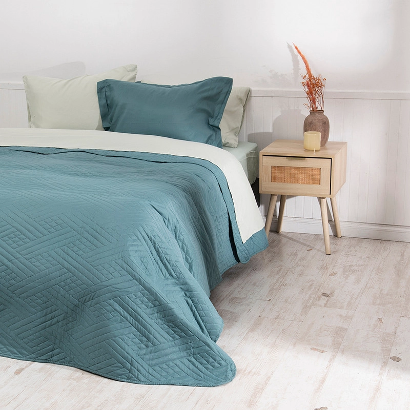 SET QUILT LISO + SABANA LISO 2 PLAZAS VERDE - 3