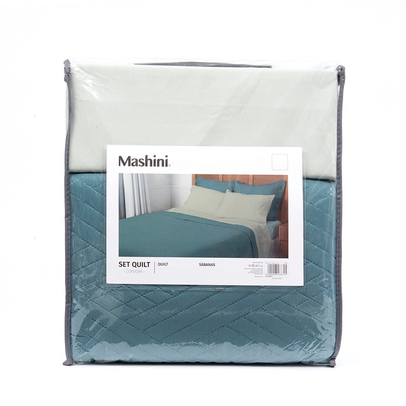 SET QUILT LISO + SABANA LISO 2 PLAZAS VERDE - 5