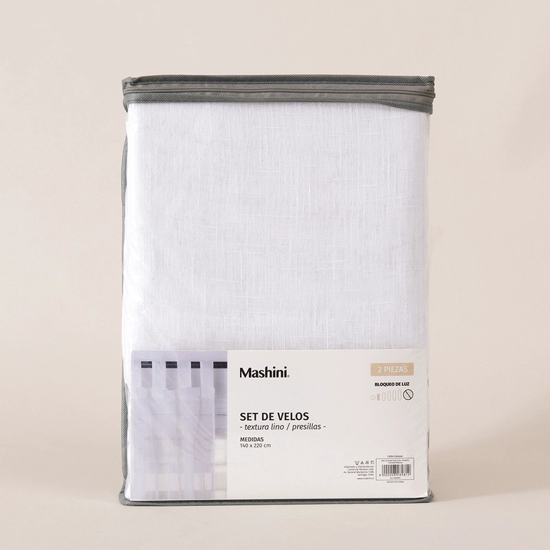 SET CORTINAS VELO LINO-PRESILLA 140X220 BLANCA - 3