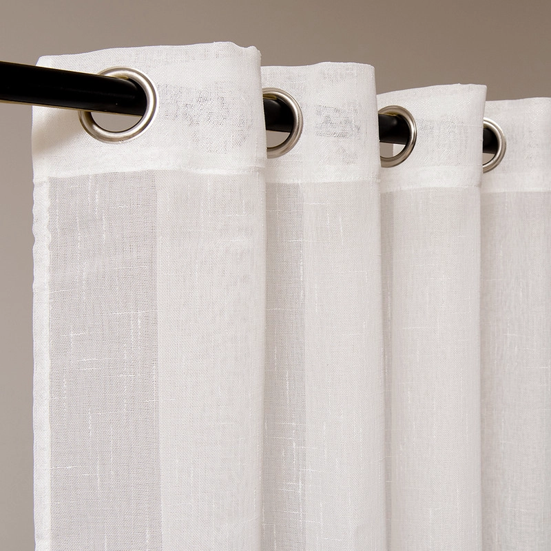 SET CORTINAS VELO LINO-ARGOLLA 140X220 BLANCA - 1