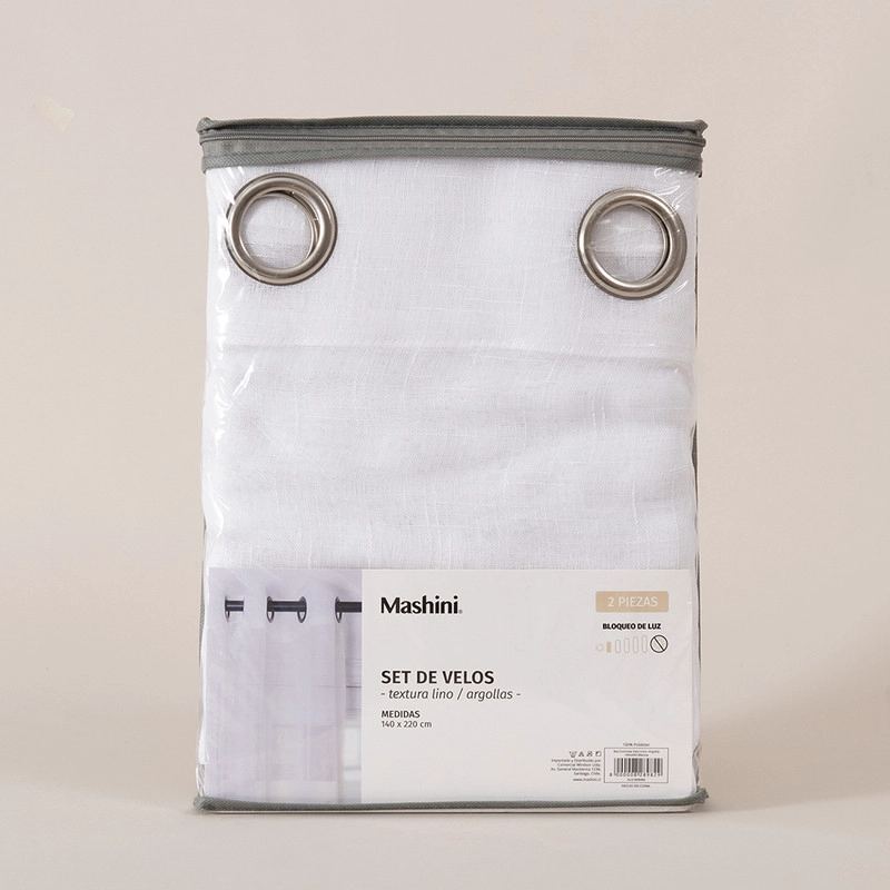 SET CORTINAS VELO LINO-ARGOLLA 140X220 BLANCA - 3