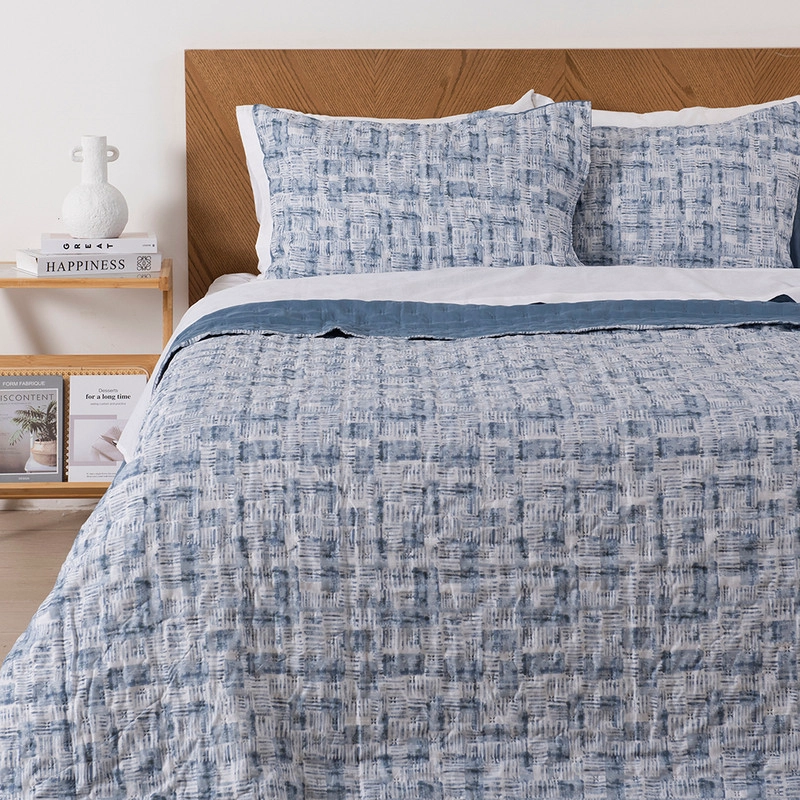 QUILT MALLORCA ESTAMAPDO KING BLAU - 1