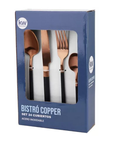 SET 24 PIEZAS DE CUBIERTOS CUBERTERIA BISTRÓ COPPER - 1
