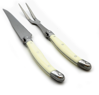 SET SERVICIO CUCHILLO Y TENEDOR TRINCHADOR CARNE MONTPELLIER MARFIL - 1