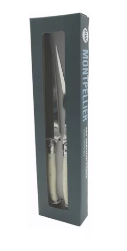SET SERVICIO CUCHILLO Y TENEDOR TRINCHADOR CARNE MONTPELLIER MARFIL - 2