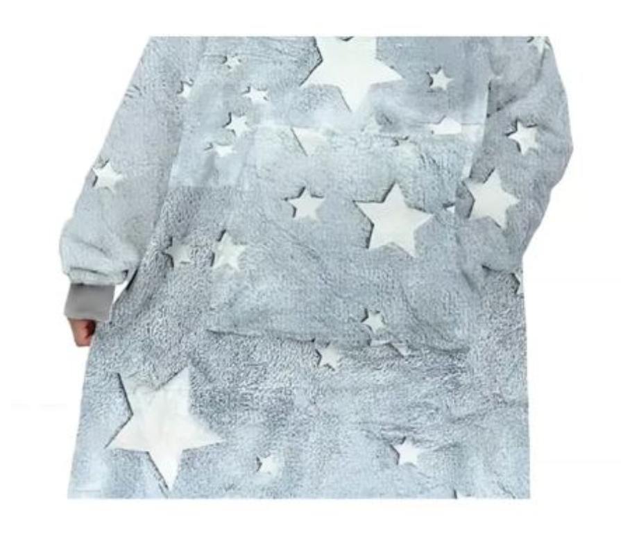 POLERÓN DE FRANELA CON CAPUCHA PARA NIÑOS LUMINOSO DISEÑOS - ESTRELLAS - 2