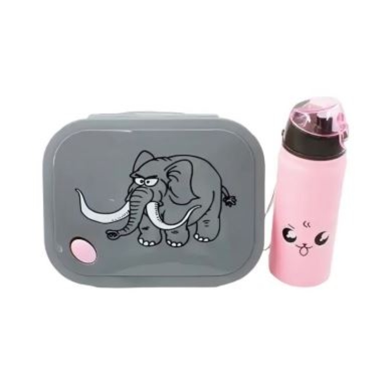 TAPER LONCHERA PARA COMIDA NIÑOS + BOTELLA - ROSADO - 2