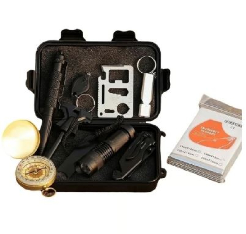 KIT HERRAMIENTAS DE SUPERVIVENCIA OEM CAMPING 10 EN 1